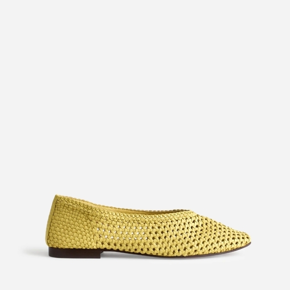 New! Madewell The Mylie Ballet Flat in Handwoven Leather Iced Lemon - Picture 2 of 12